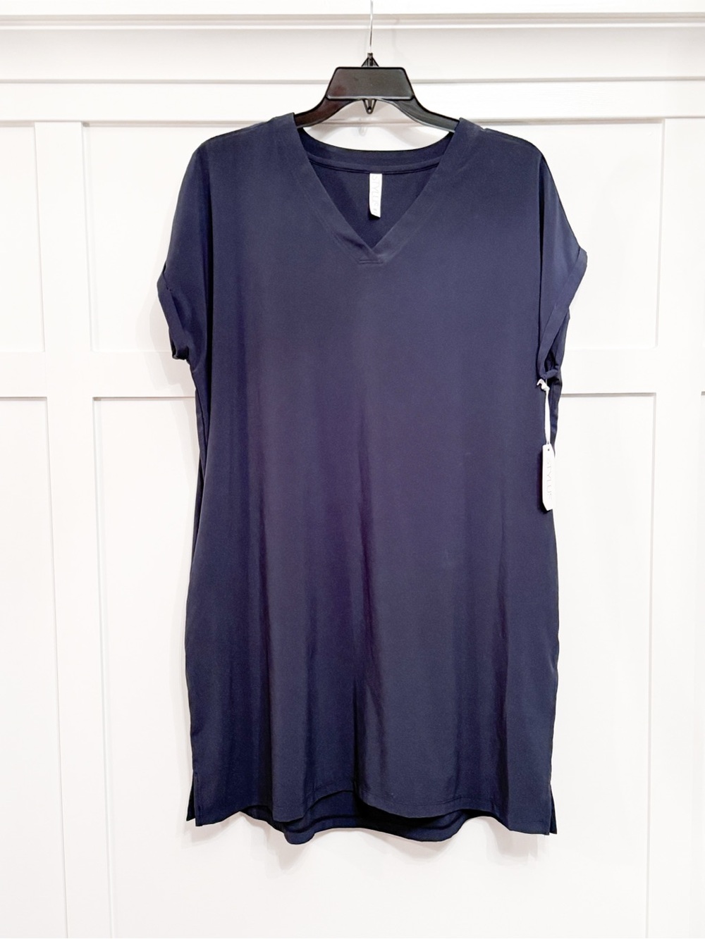 Stylus Navy V-Neck T-Shirt Dress XXL NWT Short Sleeve Relaxed Casual Dress